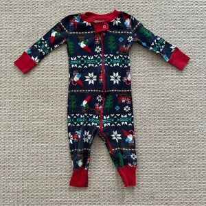 Hanna Andersson zip sleeper onesie Christmas print pajamas 6-12 months unisex